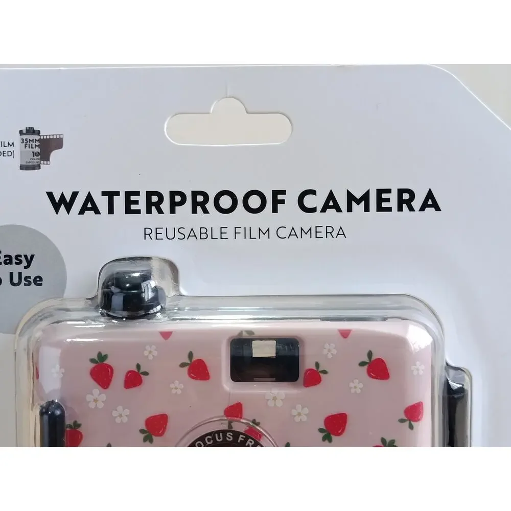 NEW Reusable 35mm Waterproof Film Camera Strawberry Print Retro Vintage Style